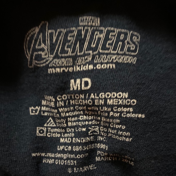 Marvel Avengers Age of Ultron Graphic T-Shirt Tee Shirt Youth Navy Sz Medium VGC - Picture 3 of 3